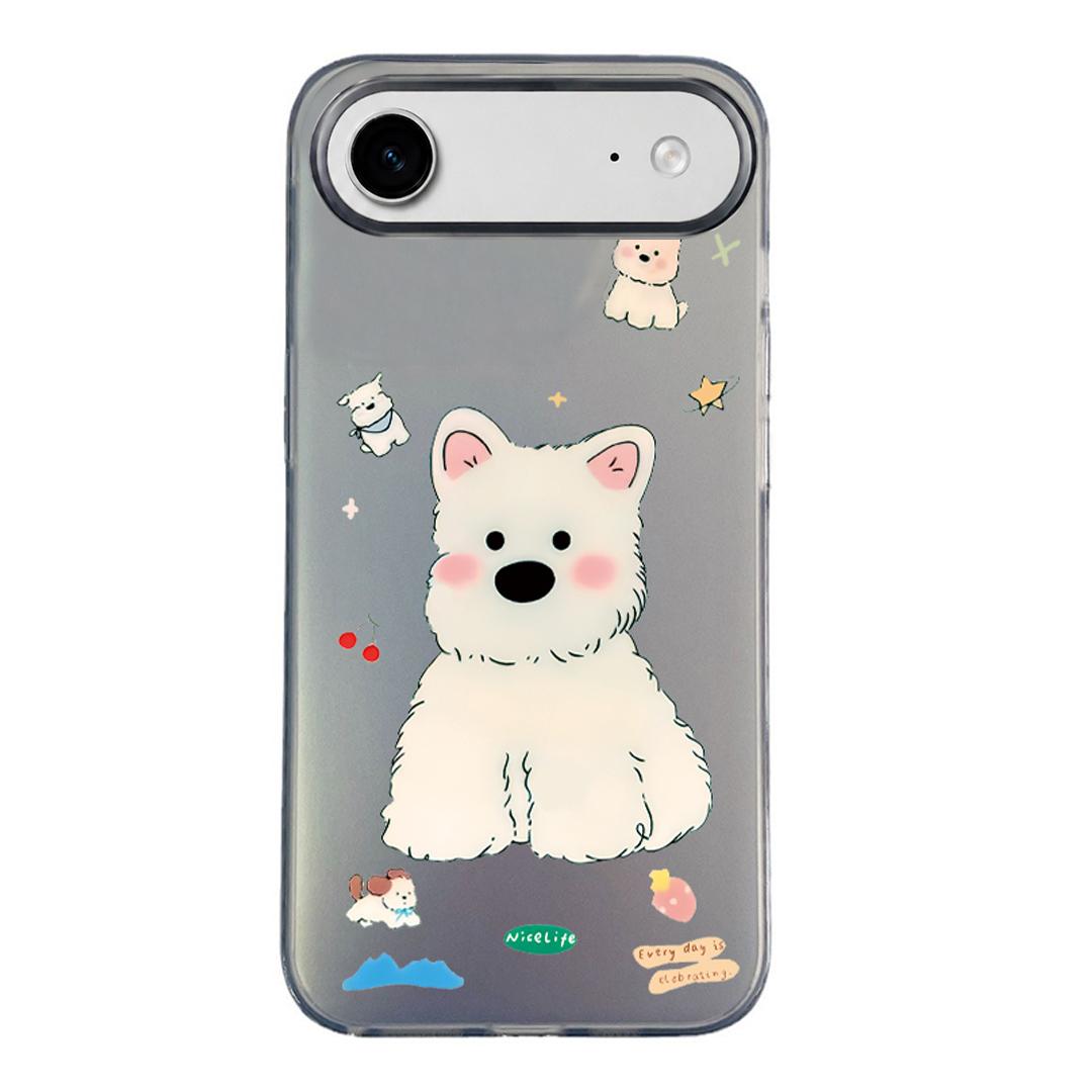 For iPhone Air Colorful Silver Pattern PC Hybrid TPU Phone Case - Cute Black Dog - EDA009668605K