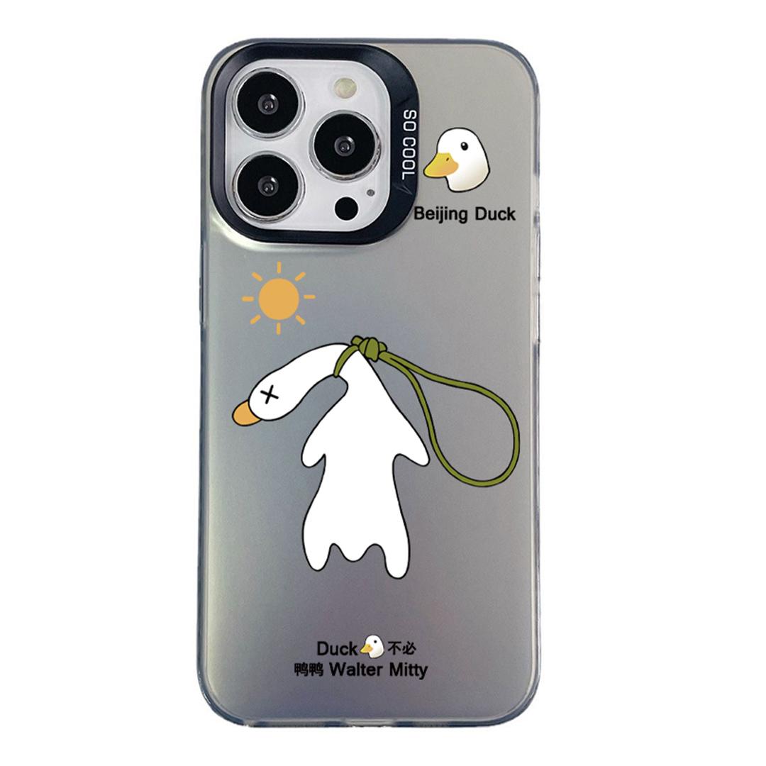 For iPhone 16 Pro Max Colorful Silver Pattern PC Hybrid TPU Phone Case - Black Duck - EDA009668606A