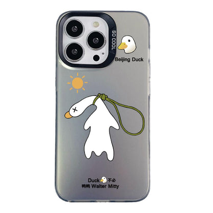 For iPhone 15 Pro Max Colorful Silver Pattern PC Hybrid TPU Phone Case - Black Duck - EDA009668610A