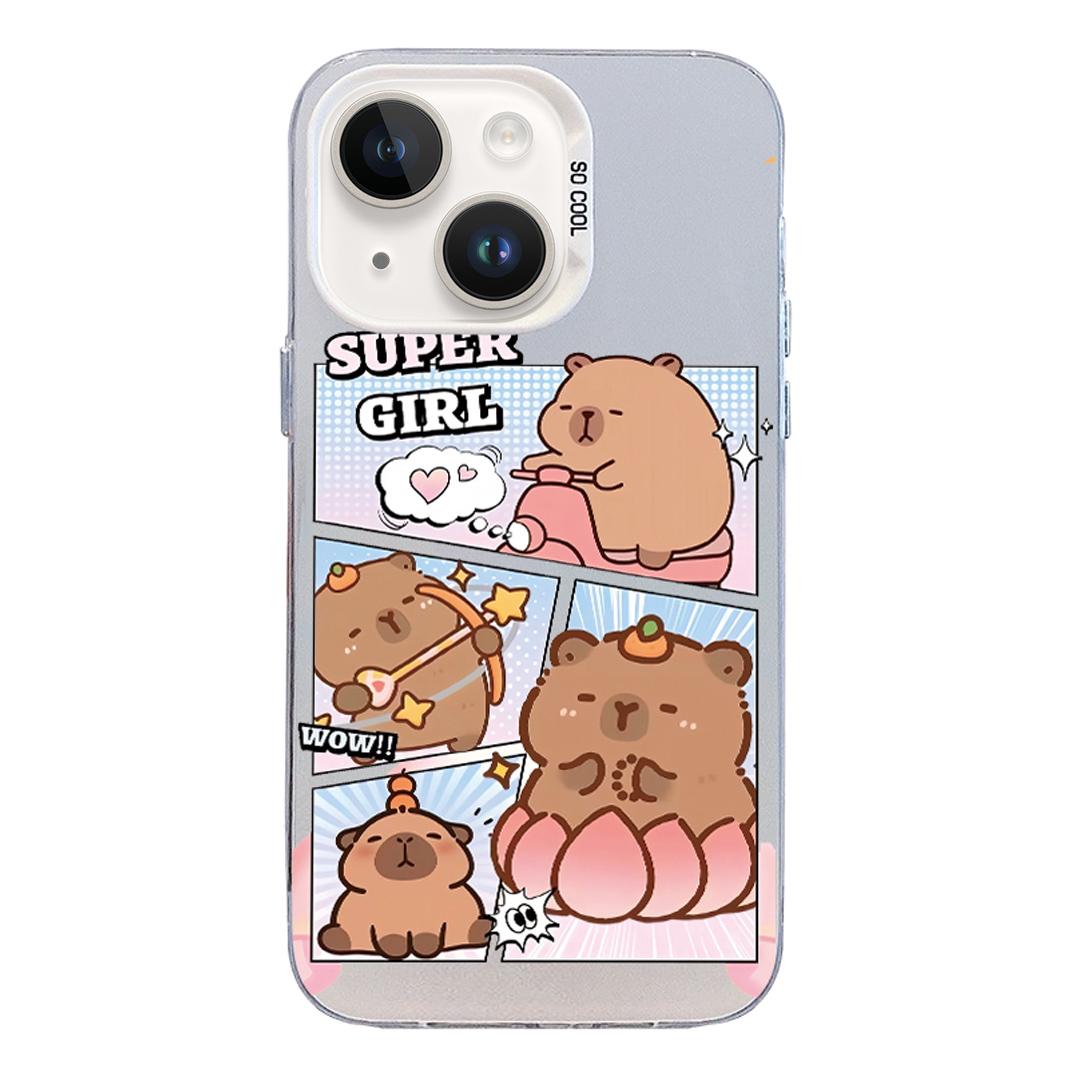 For iPhone 14 Colorful Silver Pattern PC Hybrid TPU Phone Case - White Pufferfish - EDA009668615F