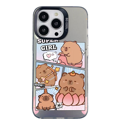 For iPhone 14 Pro Colorful Silver Pattern PC Hybrid TPU Phone Case - Black Pufferfish - EDA009668616E