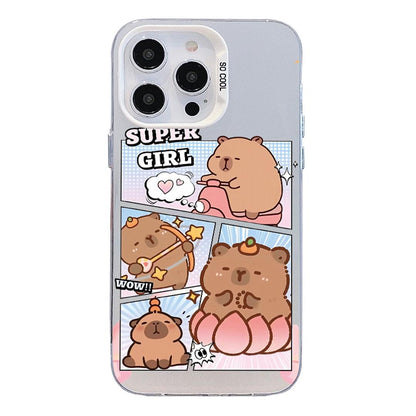 For iPhone 14 Pro Max Colorful Silver Pattern PC Hybrid TPU Phone Case - White Pufferfish - EDA009668617F