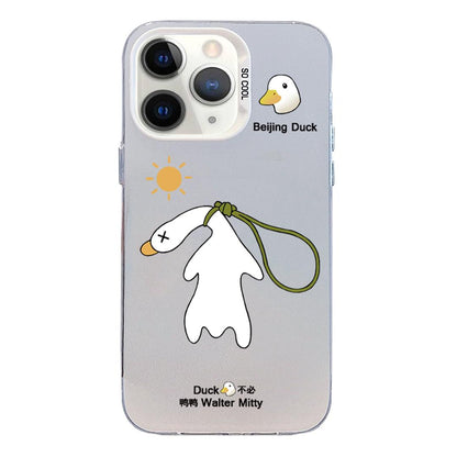 For iPhone 11 Pro Max Colorful Silver Pattern PC Hybrid TPU Phone Case - White Duck - EDA009668624B