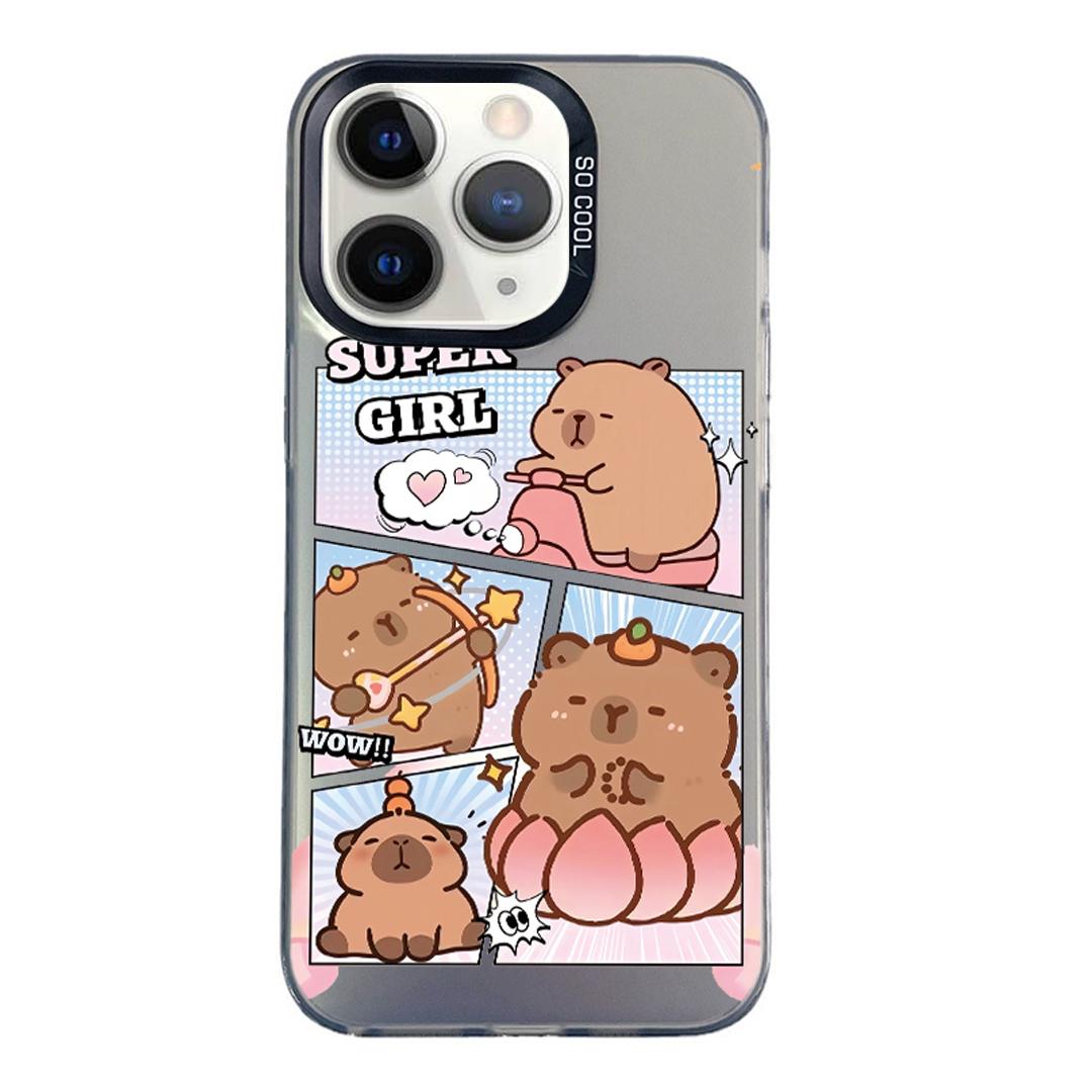 For iPhone 11 Pro Max Colorful Silver Pattern PC Hybrid TPU Phone Case - Black Pufferfish - EDA009668624E