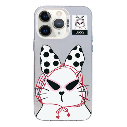 For iPhone 11 Pro Max Colorful Silver Pattern PC Hybrid TPU Phone Case - White Lucky Cat - EDA009668624J