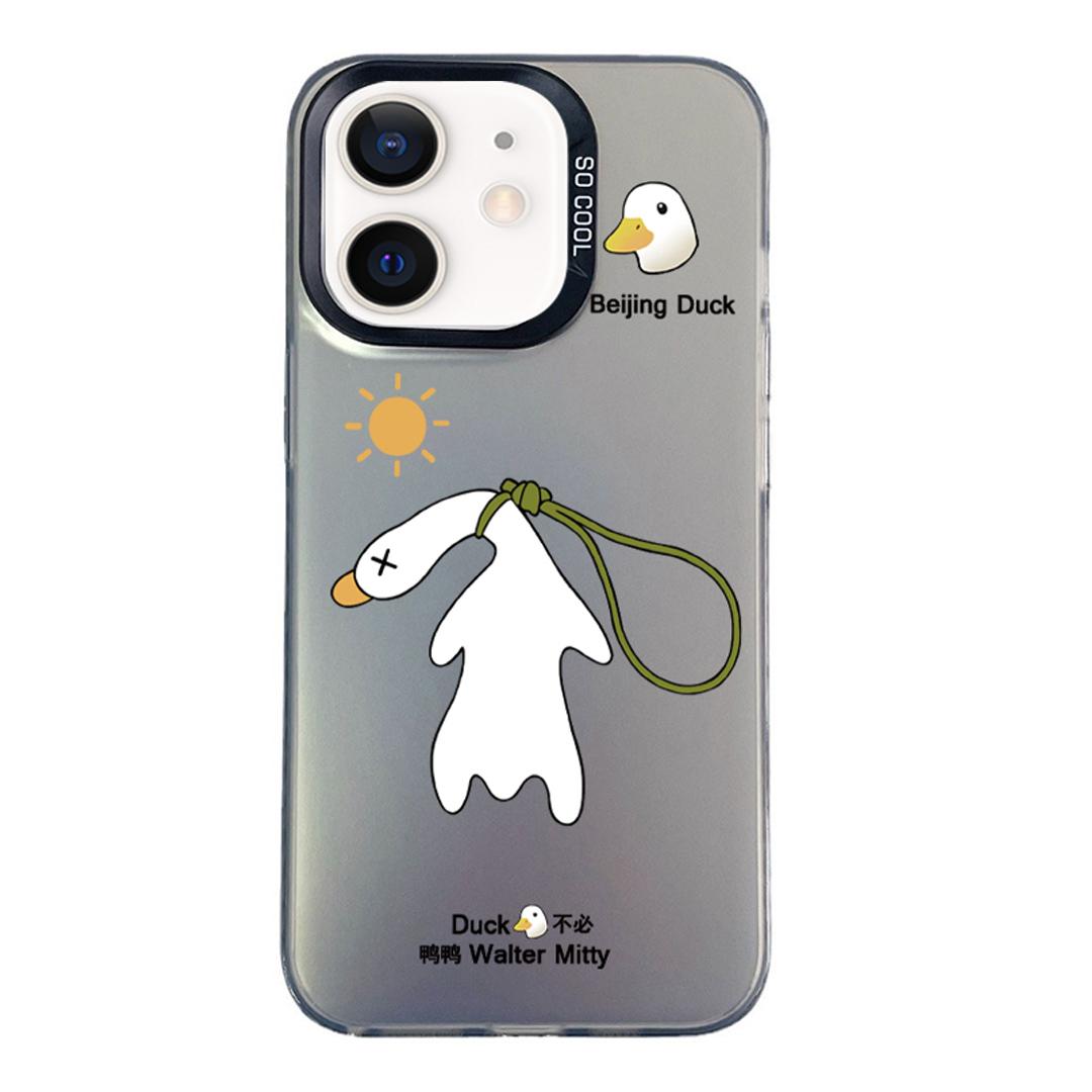 For iPhone 11 Colorful Silver Pattern PC Hybrid TPU Phone Case - Black Duck - EDA009668625A
