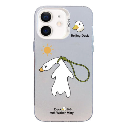 For iPhone 11 Colorful Silver Pattern PC Hybrid TPU Phone Case - White Duck - EDA009668625B