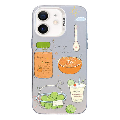 For iPhone 11 Colorful Silver Pattern PC Hybrid TPU Phone Case - White Fruit Tea - EDA009668625D