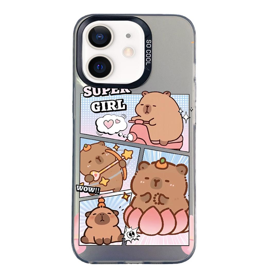 For iPhone 11 Colorful Silver Pattern PC Hybrid TPU Phone Case - Black Pufferfish - EDA009668625E
