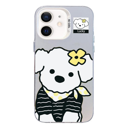 For iPhone 11 Colorful Silver Pattern PC Hybrid TPU Phone Case - White Puppy - EDA009668625H