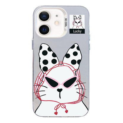 For iPhone 11 Colorful Silver Pattern PC Hybrid TPU Phone Case - White Lucky Cat - EDA009668625J