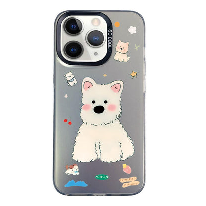 For iPhone 11 Pro Colorful Silver Pattern PC Hybrid TPU Phone Case - Cute Black Dog - EDA009668626K