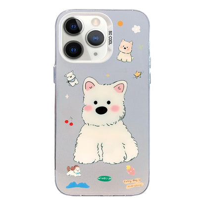 For iPhone 11 Pro Colorful Silver Pattern PC Hybrid TPU Phone Case - Cute White Dog - EDA009668626L