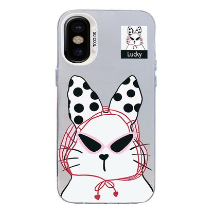 For iPhone X / XS Colorful Silver Pattern PC Hybrid TPU Phone Case - White Lucky Cat - EDA009668627J