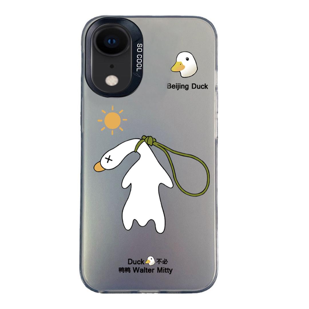 For iPhone XR Colorful Silver Pattern PC Hybrid TPU Phone Case - Black Duck - EDA009668628A