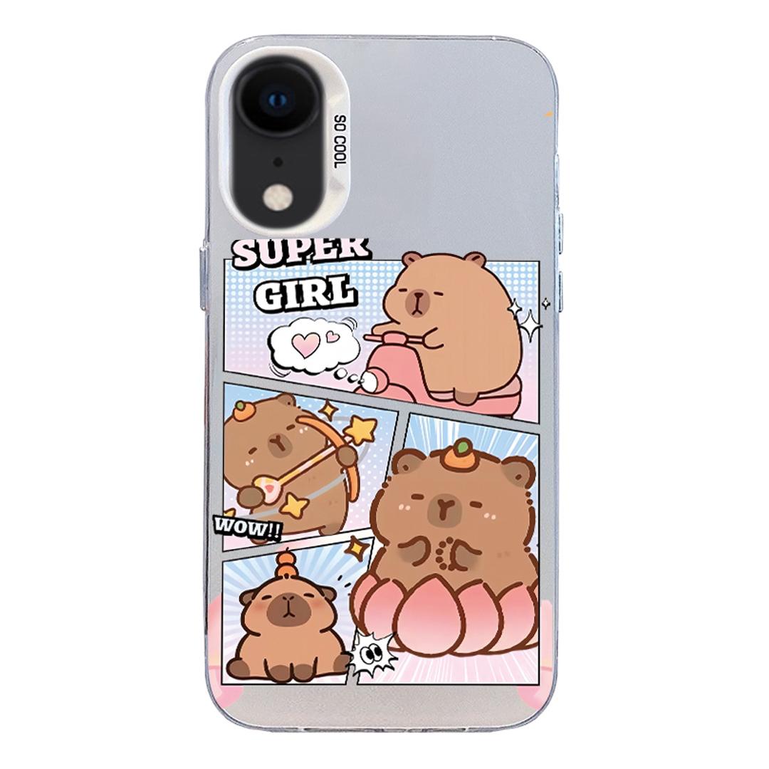 For iPhone XR Colorful Silver Pattern PC Hybrid TPU Phone Case - White Pufferfish - EDA009668628F