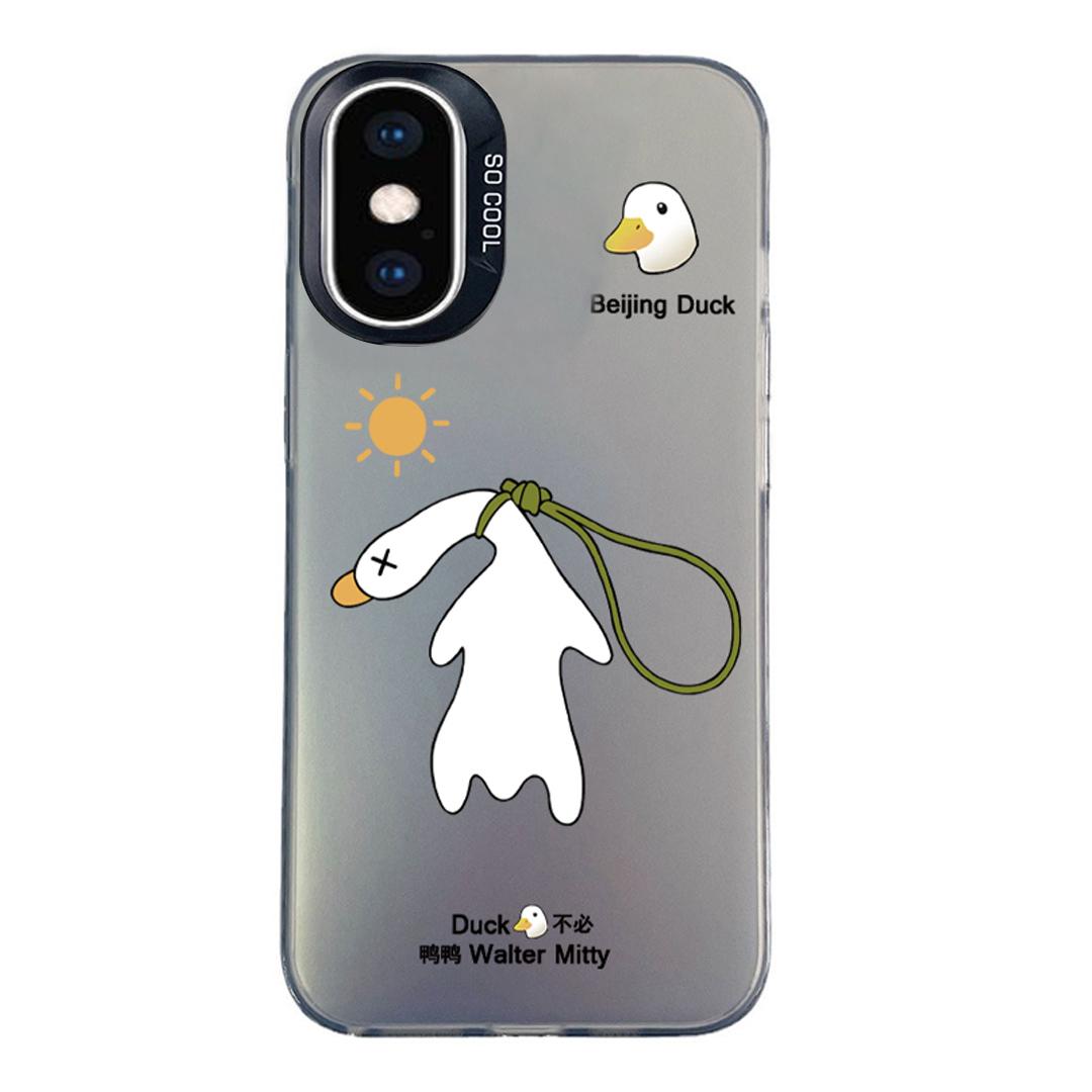 For iPhone XS Max Colorful Silver Pattern PC Hybrid TPU Phone Case - Black Duck - EDA009668629A