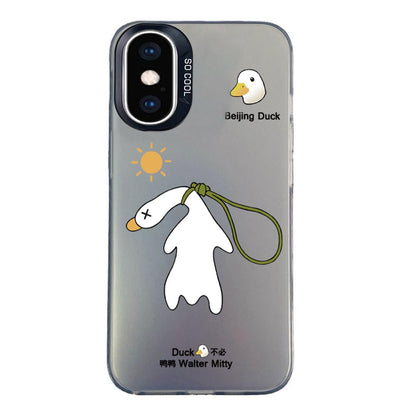 For iPhone XS Max Colorful Silver Pattern PC Hybrid TPU Phone Case - Black Duck - EDA009668629A