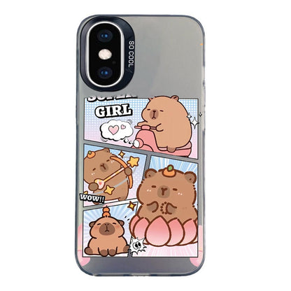 For iPhone XS Max Colorful Silver Pattern PC Hybrid TPU Phone Case - Black Pufferfish - EDA009668629E