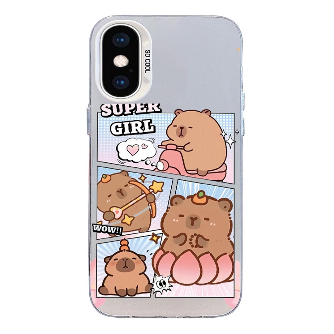 For iPhone XS Max Colorful Silver Pattern PC Hybrid TPU Phone Case - White Pufferfish - EDA009668629F