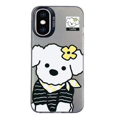 For iPhone XS Max Colorful Silver Pattern PC Hybrid TPU Phone Case - Black Puppy - EDA009668629G