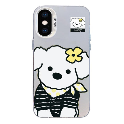 For iPhone XS Max Colorful Silver Pattern PC Hybrid TPU Phone Case - White Puppy - EDA009668629H