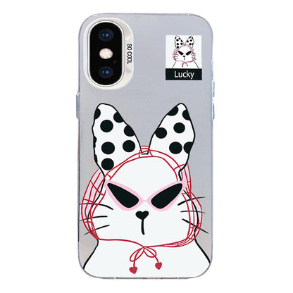 For iPhone XS Max Colorful Silver Pattern PC Hybrid TPU Phone Case - White Lucky Cat - EDA009668629J