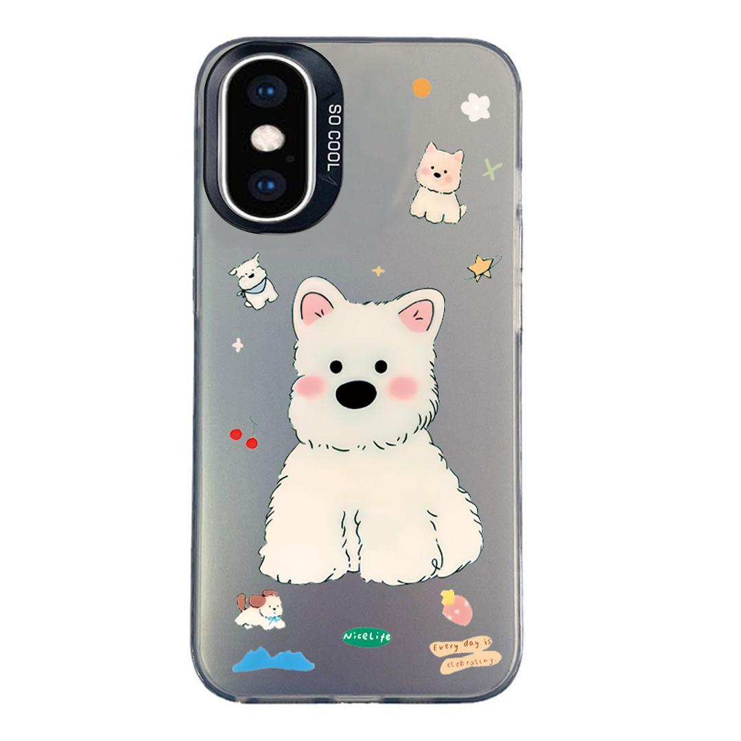 For iPhone XS Max Colorful Silver Pattern PC Hybrid TPU Phone Case - Cute Black Dog - EDA009668629K