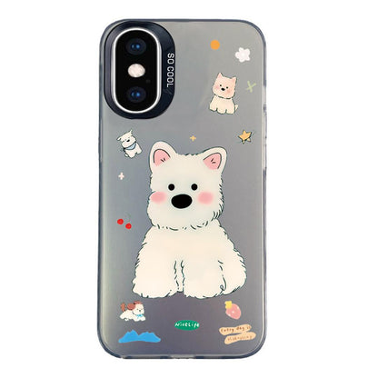 For iPhone XS Max Colorful Silver Pattern PC Hybrid TPU Phone Case - Cute Black Dog - EDA009668629K