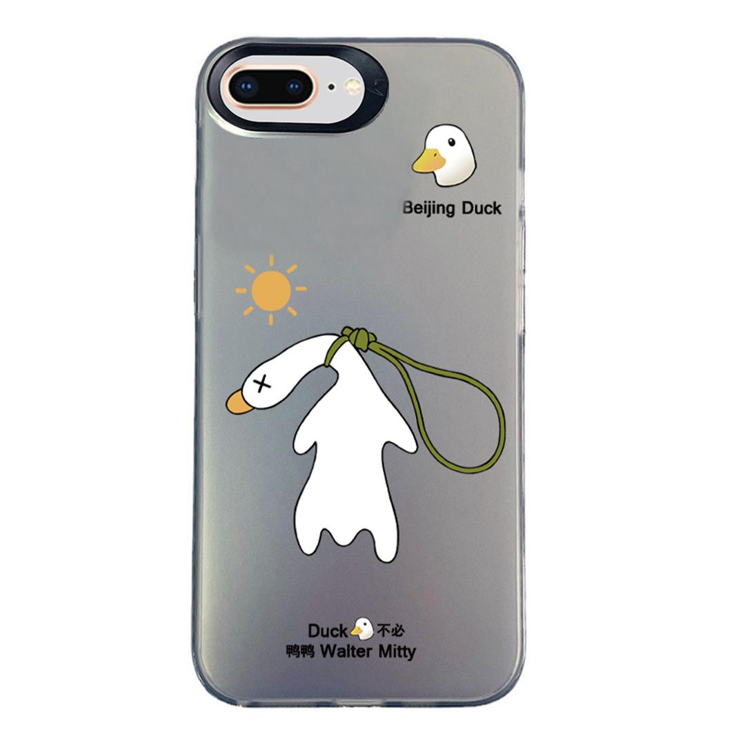 For iPhone 8 Plus / 7 Plus Colorful Silver Pattern PC Hybrid TPU Phone Case - Black Duck - EDA009668630A