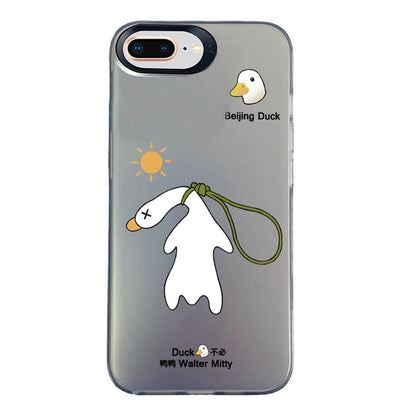 For iPhone 8 Plus / 7 Plus Colorful Silver Pattern PC Hybrid TPU Phone Case - Black Duck - EDA009668630A