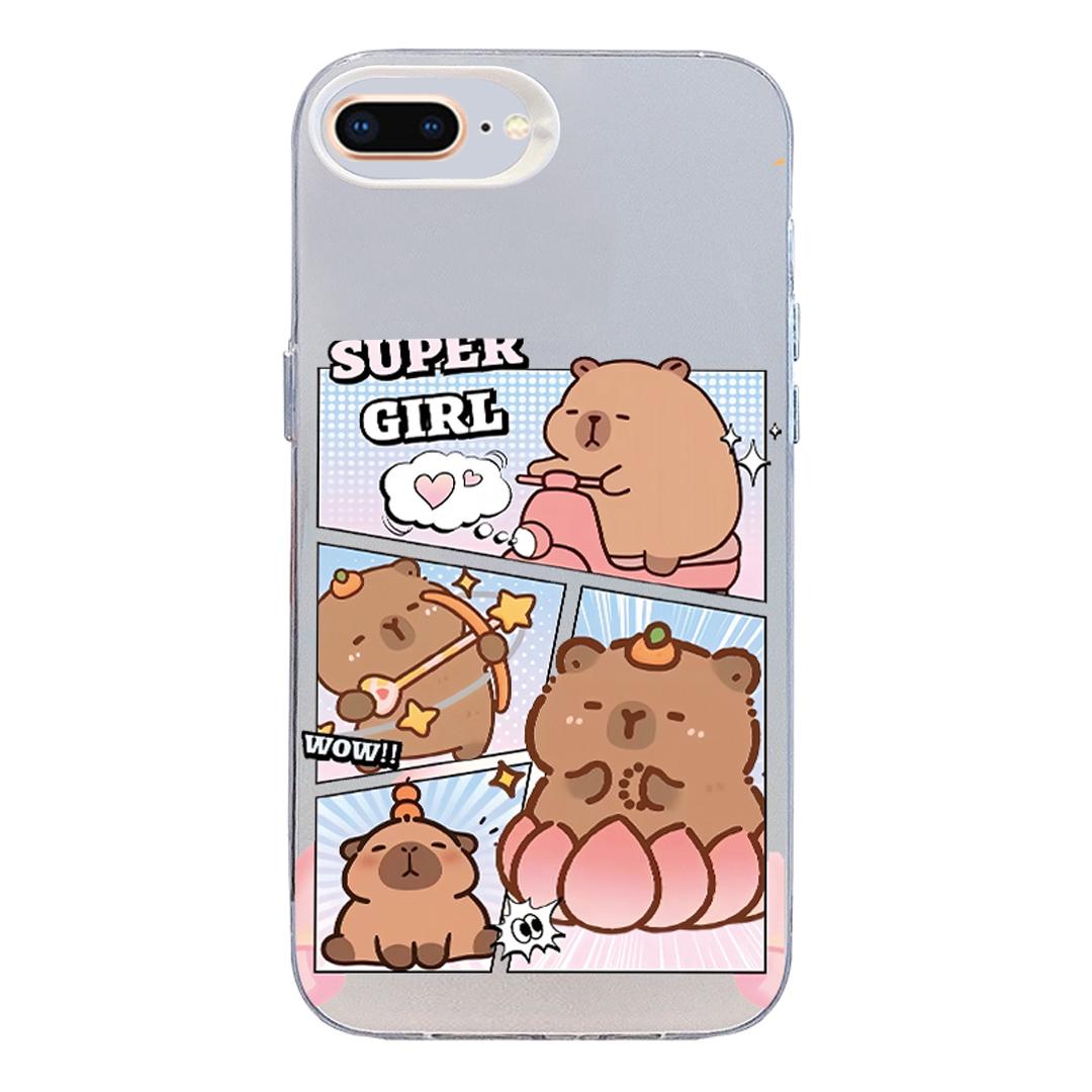 For iPhone 8 Plus / 7 Plus Colorful Silver Pattern PC Hybrid TPU Phone Case - White Pufferfish - EDA009668630F