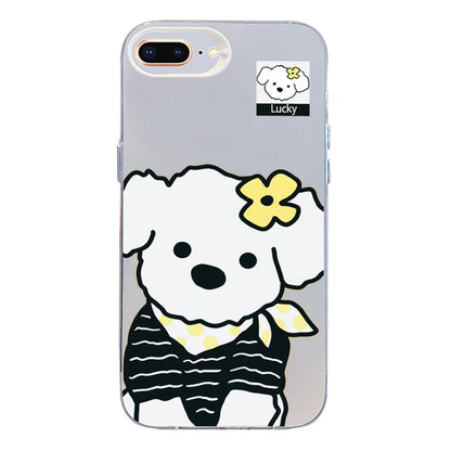 For iPhone 8 Plus / 7 Plus Colorful Silver Pattern PC Hybrid TPU Phone Case - White Puppy - EDA009668630H
