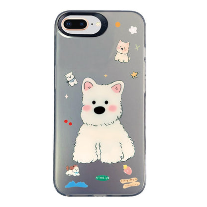 For iPhone 8 Plus / 7 Plus Colorful Silver Pattern PC Hybrid TPU Phone Case - Cute Black Dog - EDA009668630K