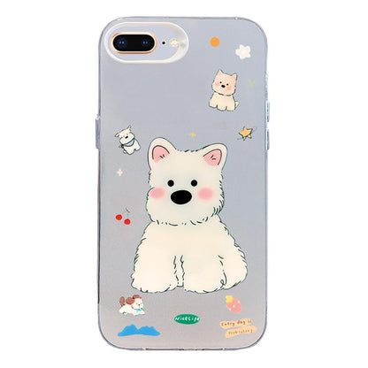 For iPhone 8 Plus / 7 Plus Colorful Silver Pattern PC Hybrid TPU Phone Case - Cute White Dog - EDA009668630L
