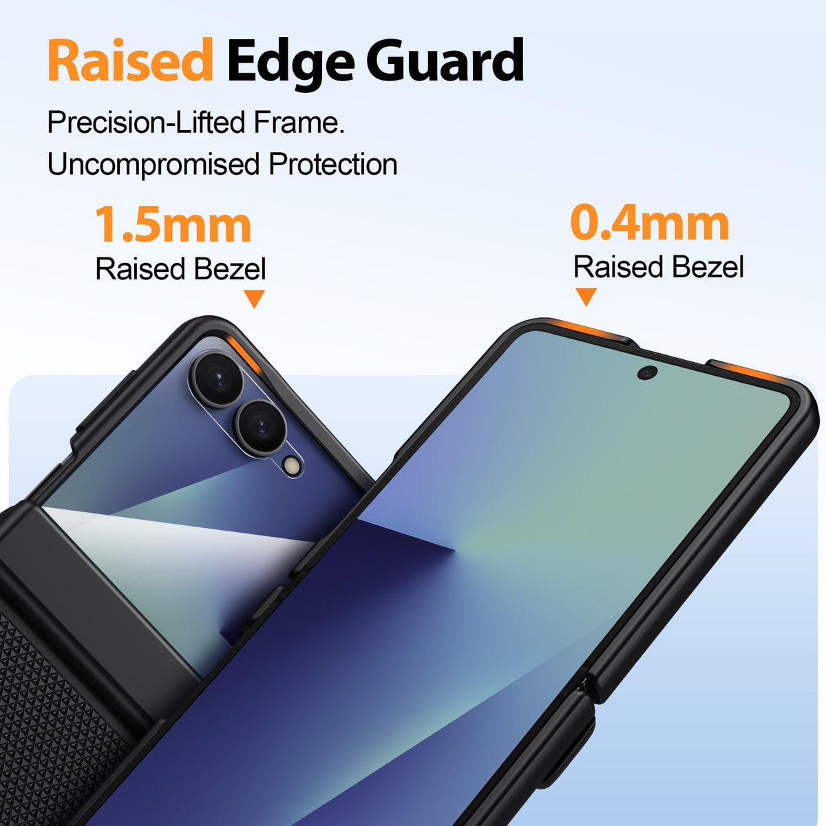 For Galaxy Z Flip7 5G Triangle Texture Film Integrated PU Vegan Leather Phone Case - Black - EDA009669901A