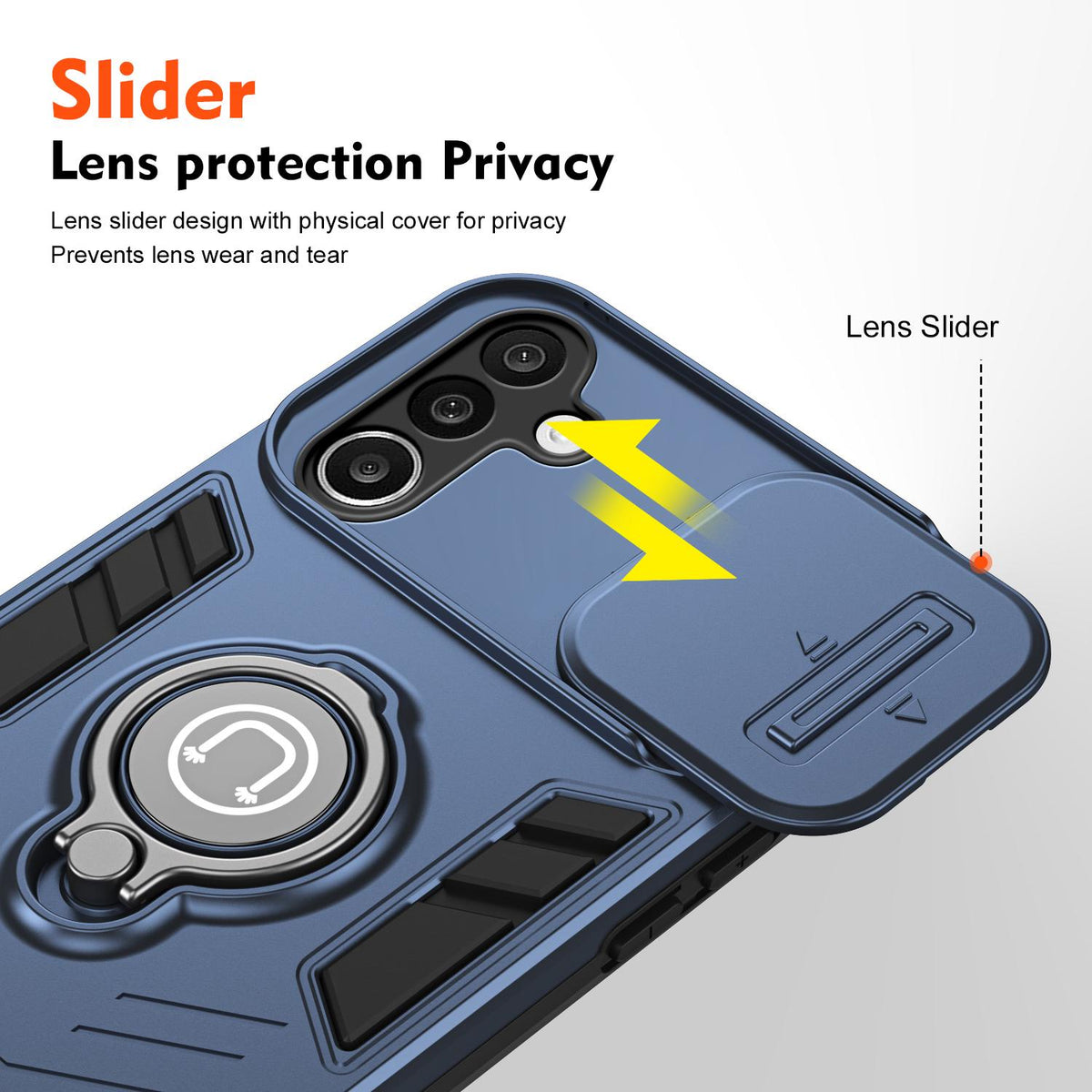 For Galaxy A27 5G Camshield Ring Holder Phone Case - Royal Blue - EDA009670601A