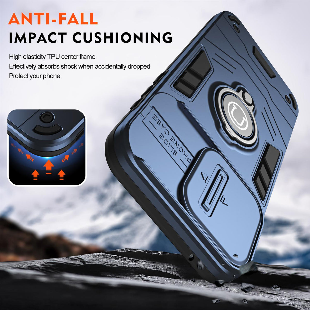 For Galaxy A27 5G Camshield Ring Holder Phone Case - Royal Blue - EDA009670601A