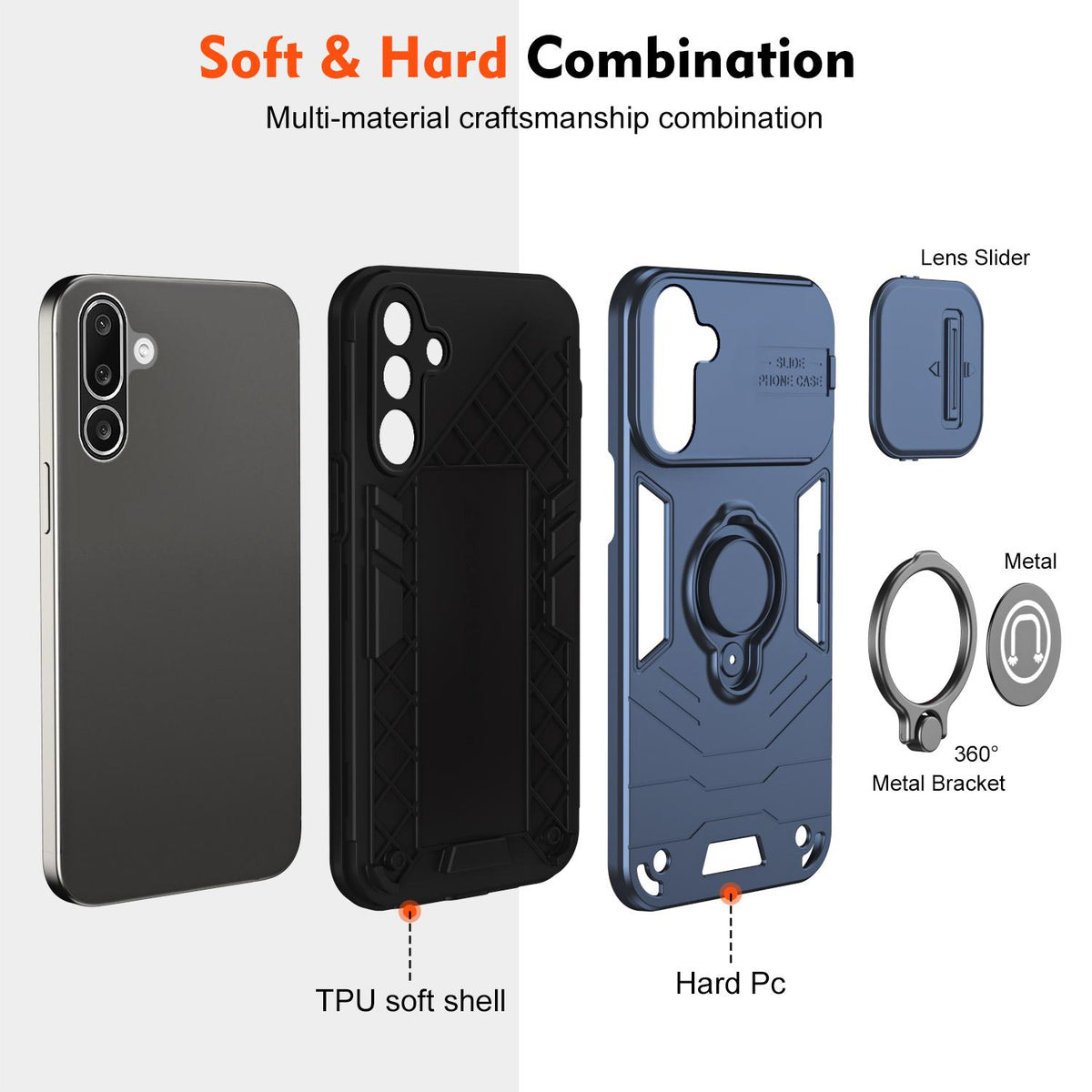 For Galaxy A27 5G Camshield Ring Holder Phone Case - Royal Blue - EDA009670601A