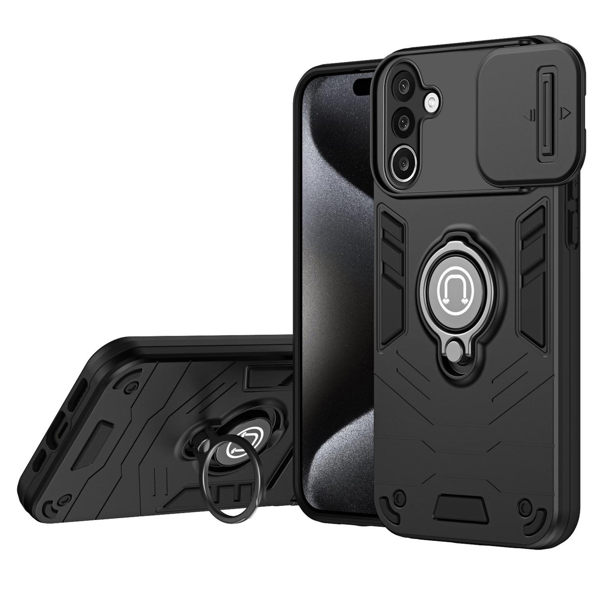 For Galaxy A27 5G Camshield Ring Holder Phone Case - Black - EDA009670601B