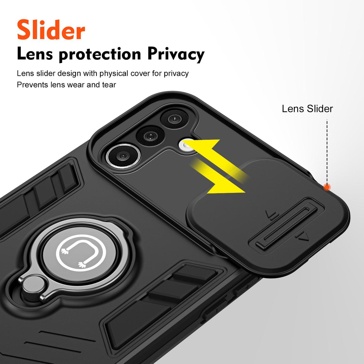For Galaxy A27 5G Camshield Ring Holder Phone Case - Black - EDA009670601B