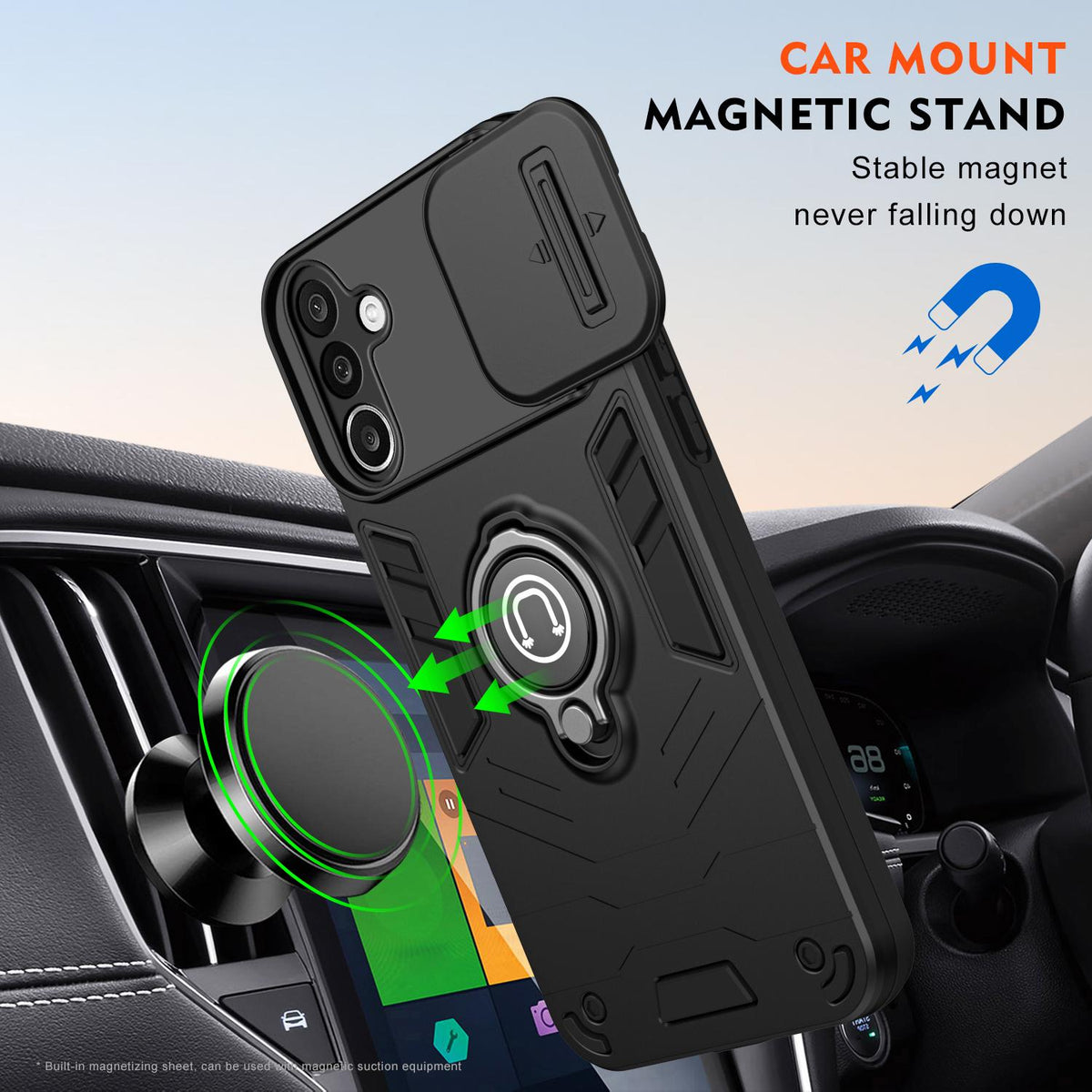 For Galaxy A27 5G Camshield Ring Holder Phone Case - Black - EDA009670601B