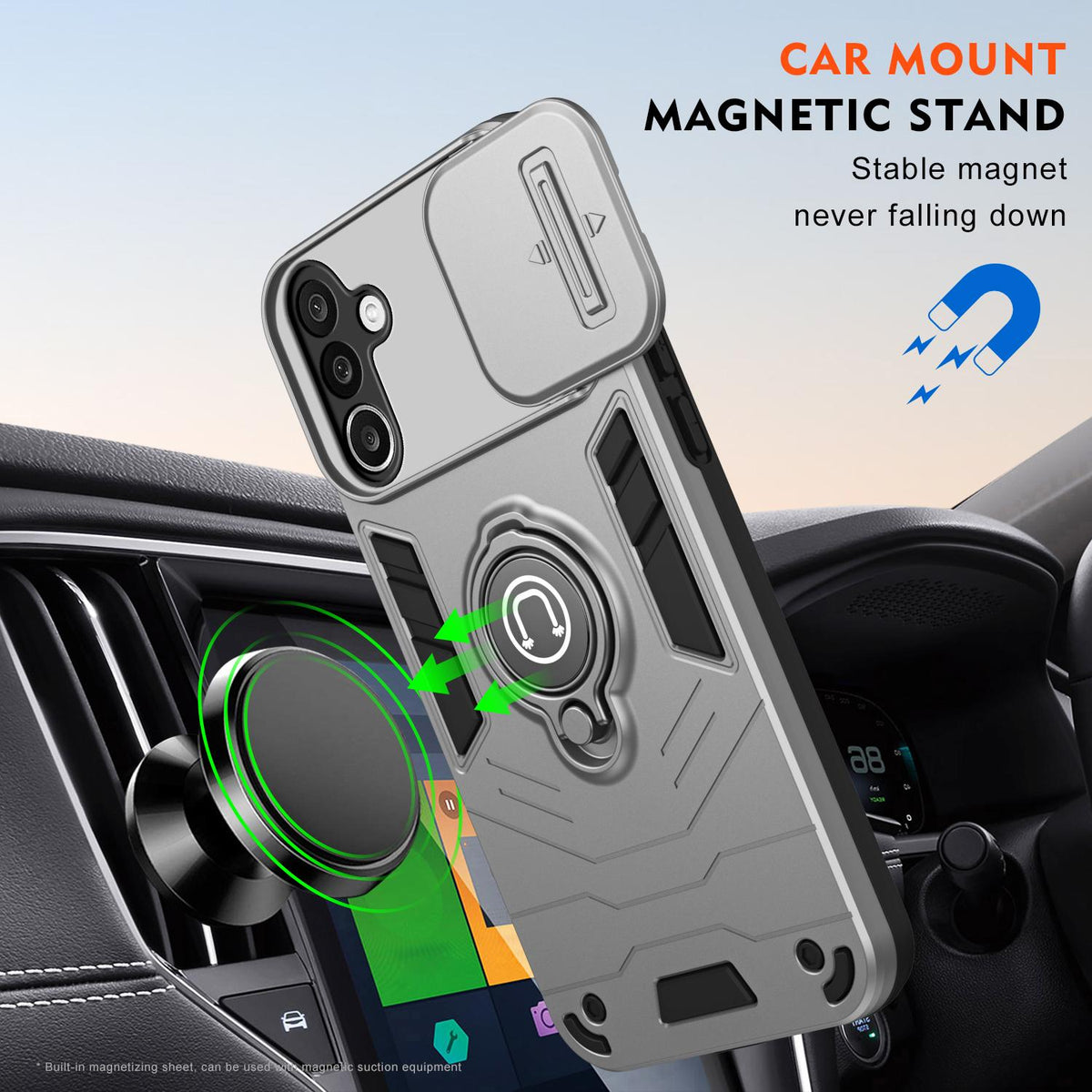 For Galaxy A27 5G Camshield Ring Holder Phone Case - Grey - EDA009670601C