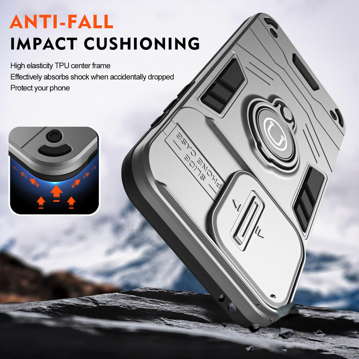 For Galaxy A27 5G Camshield Ring Holder Phone Case - Grey - EDA009670601C
