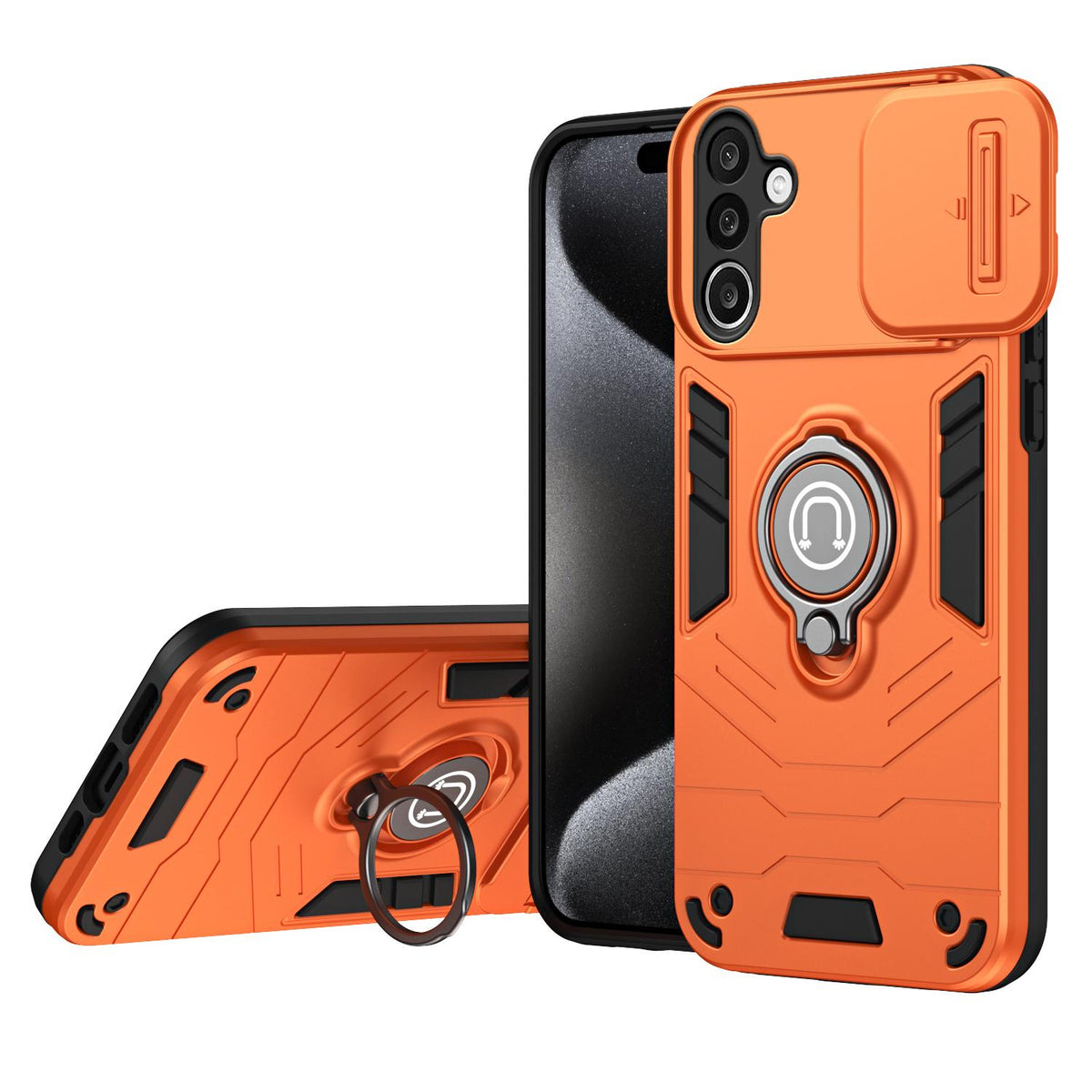 For Galaxy A27 5G Camshield Ring Holder Phone Case - Orange - EDA009670601D