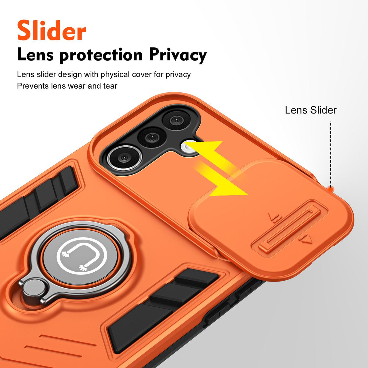 For Galaxy A27 5G Camshield Ring Holder Phone Case - Orange - EDA009670601D