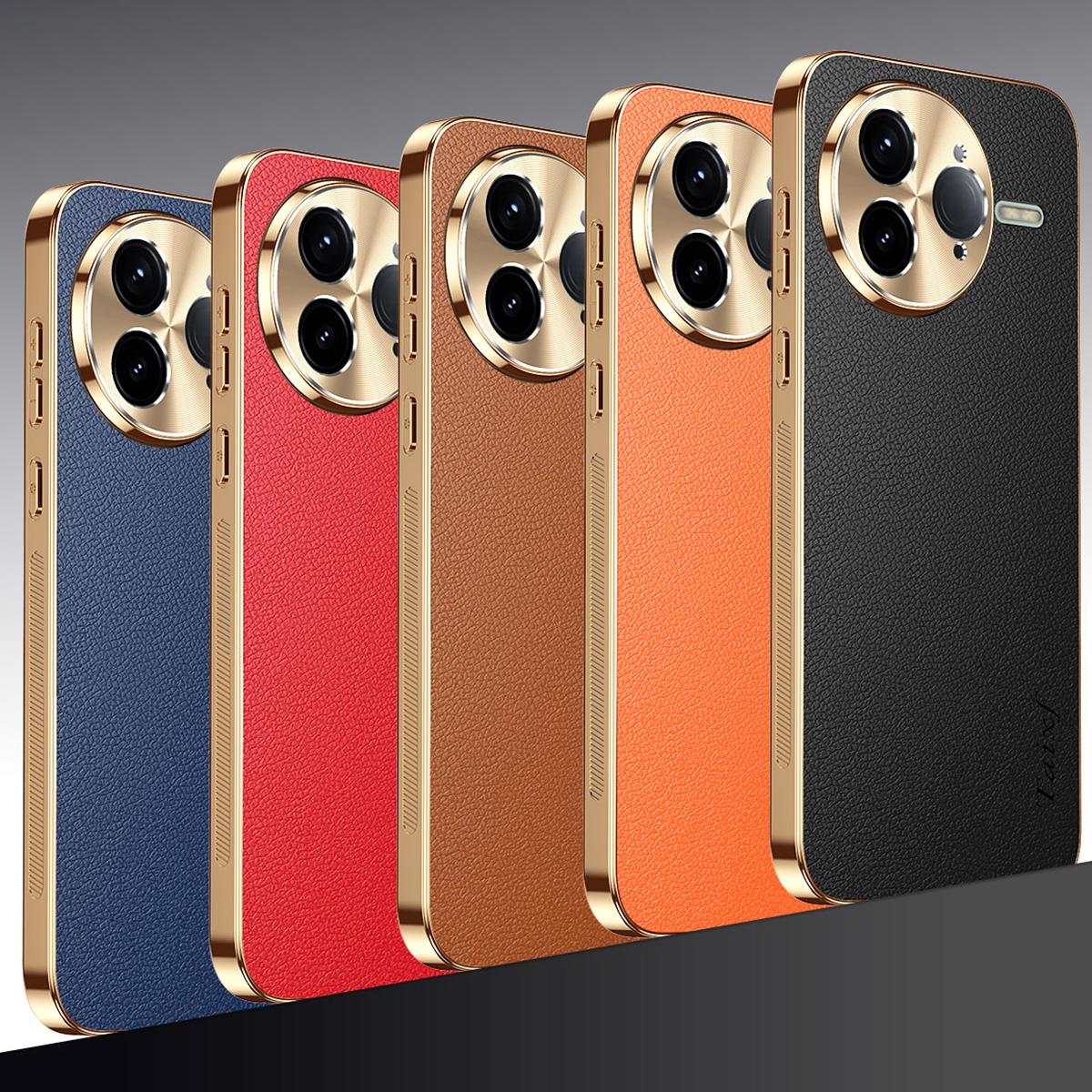 For Redmi K80 Pro Electroplated Frame Litchi Texture PC + TPU Vegan Leather Phone Case - Black - EDA009670705A