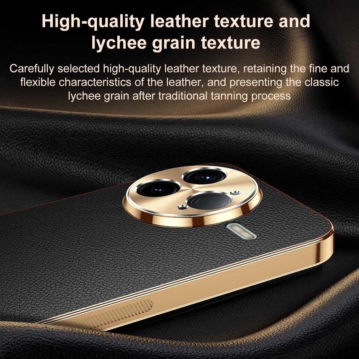 For Redmi K80 Pro Electroplated Frame Litchi Texture PC + TPU Vegan Leather Phone Case - Red - EDA009670705D