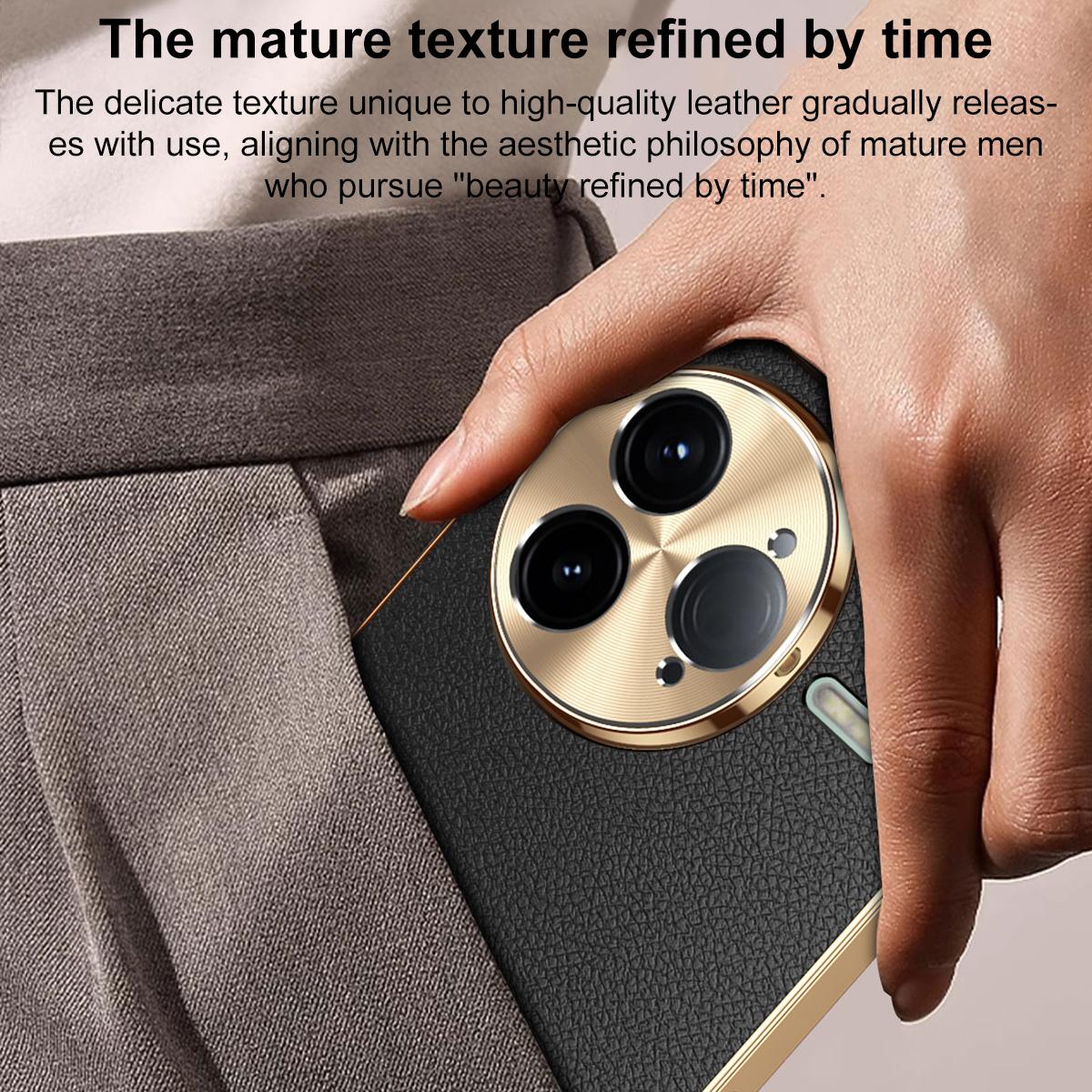 For Redmi K80 Pro Electroplated Frame Litchi Texture PC + TPU Vegan Leather Phone Case - Red - EDA009670705D