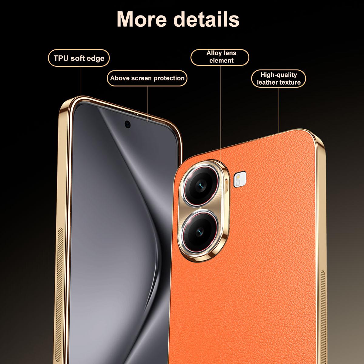 For Redmi Turbo 4 Electroplated Frame Litchi Texture PC + TPU Vegan Leather Phone Case - Red - EDA009670714D